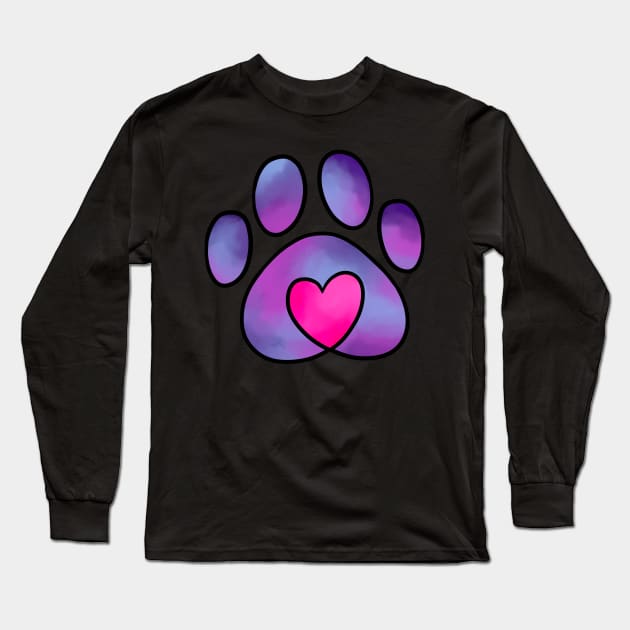 Pet Love Tiedye Purple Long Sleeve T-Shirt by Saramation